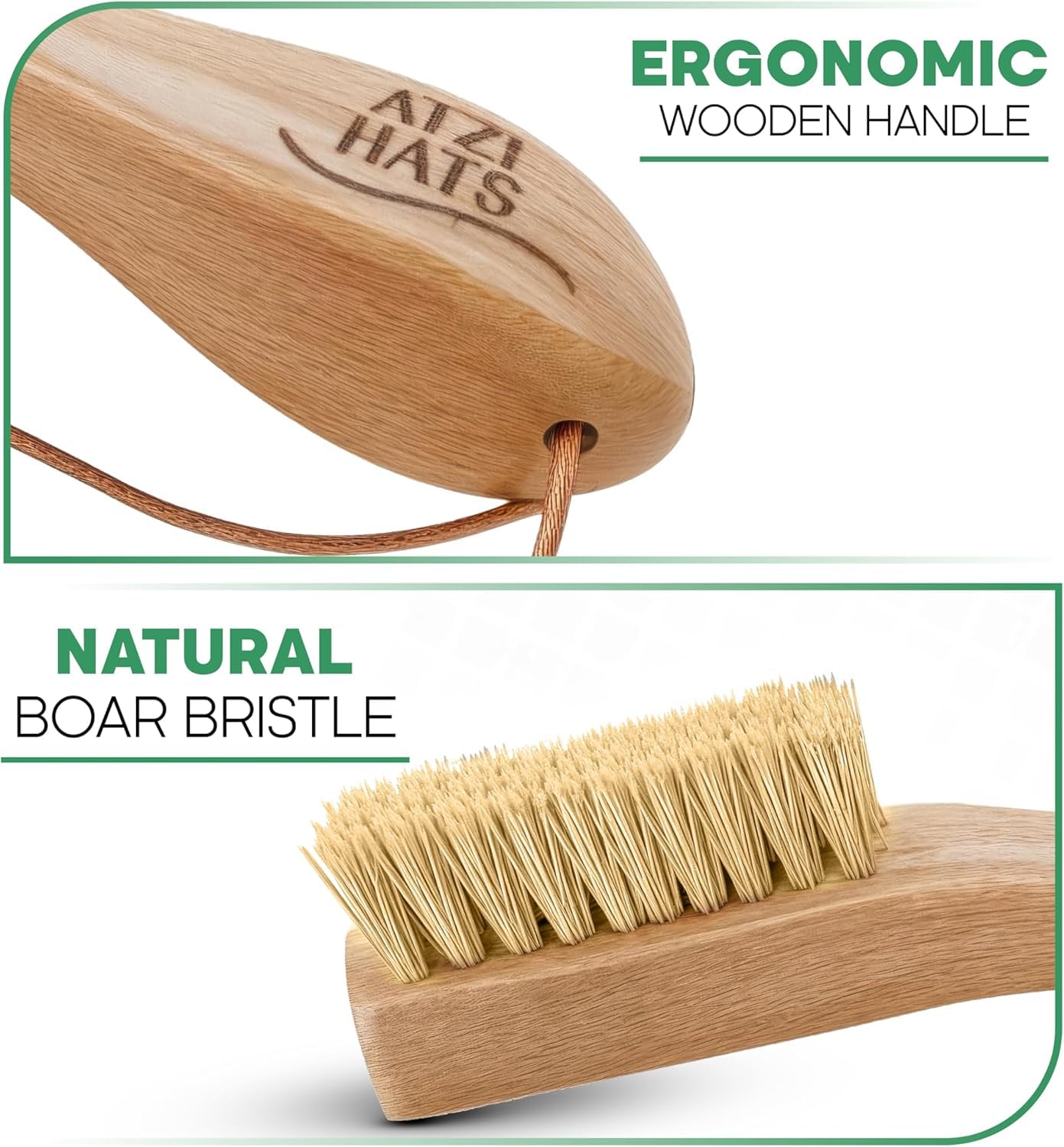 Atzi Hats Natural White Boar Bristle Laundry & Stain Scrubber