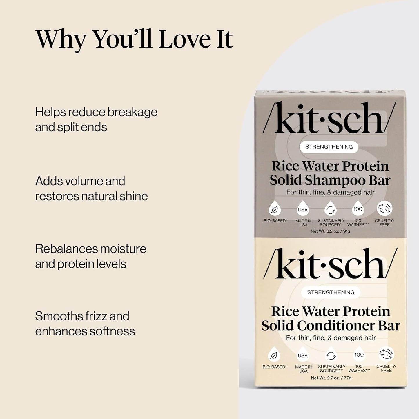 Kitsch 4-Piece Shampoo & Conditioner Sampler Bars: Bottle-Free Beauty