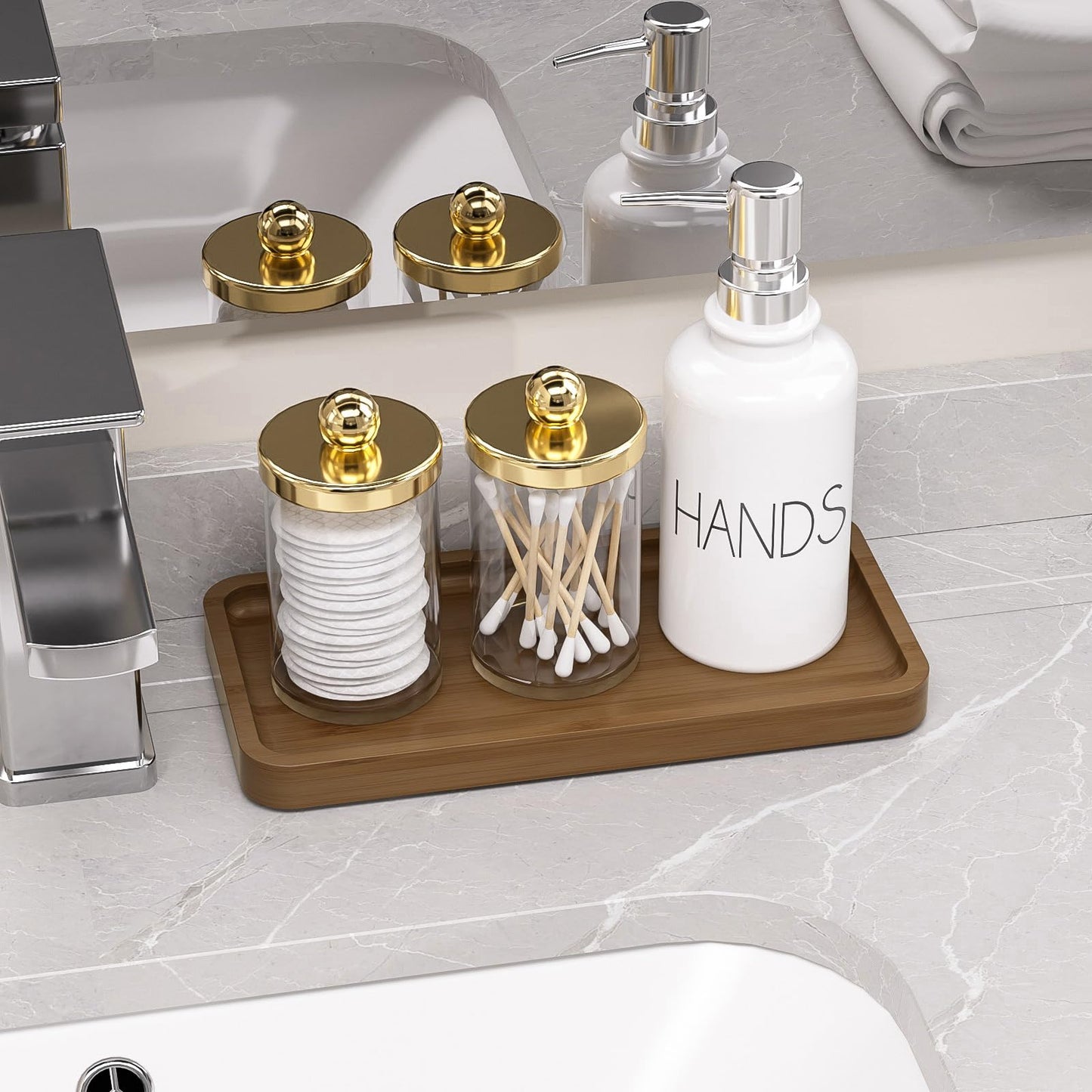 Sustainable Bamboo Bathroom Vanity Tray: Sleek Countertop Organizer