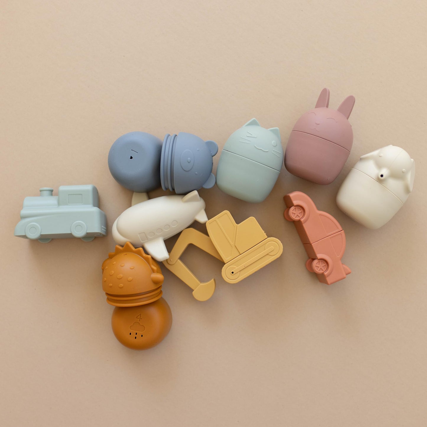 Brooklyn + Neutral Silicone Bath Toys: Mold-Free Animal 5-Pack