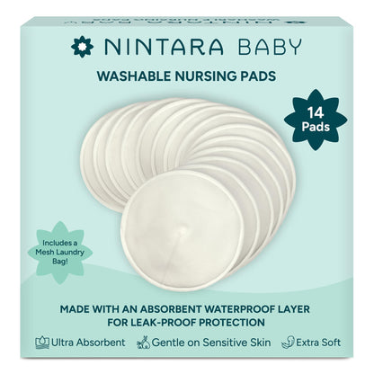 Nintara Baby 6-Pack Organic Bamboo Cotton Reusable Nursing Pads
