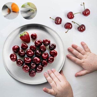HaWare 18/8 Stainless Steel Unbreakable Toddler Plates (4-Pack)