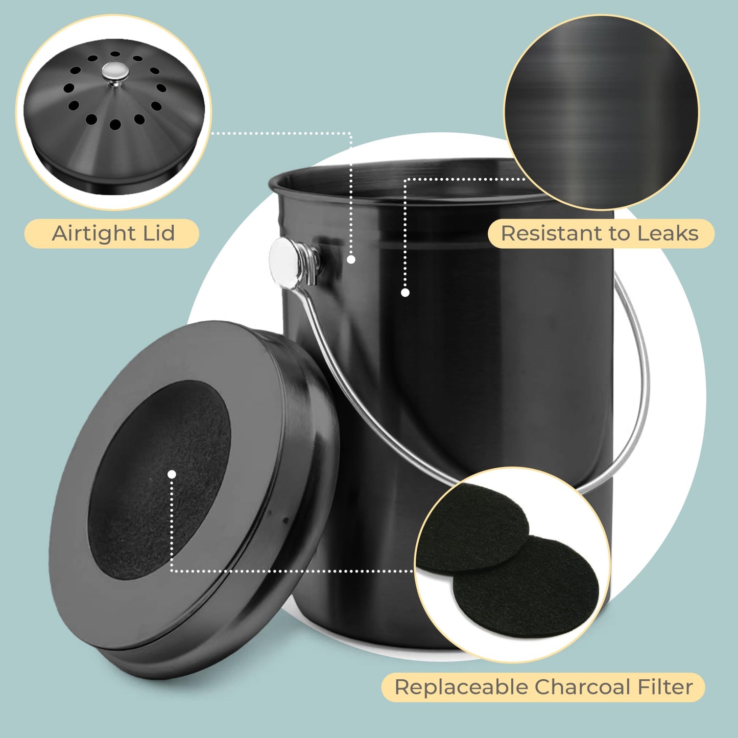 Odorless Indoor Composting: EPICA One-Piece Molded Stainless Bin