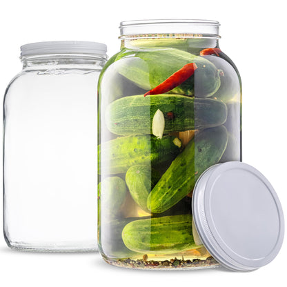 Kitchentoolz 1-Gallon Glass Mason Jars with Airtight Metal Lids (2-Pack)