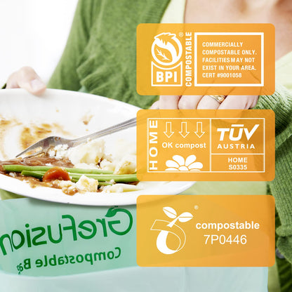 GreFusion 1.2 Gallon Compostable Bags - 125 Count (BPI Certified)