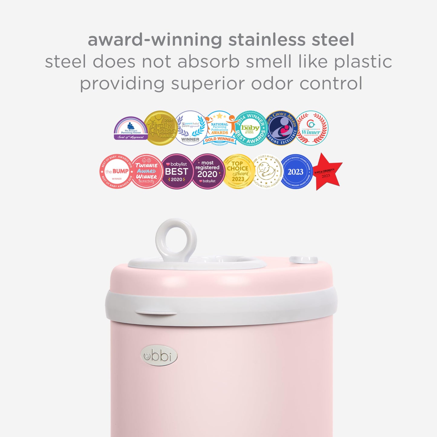 Ubbi Steel Diaper Pail: Powder-Coated Odor-Locking Bin