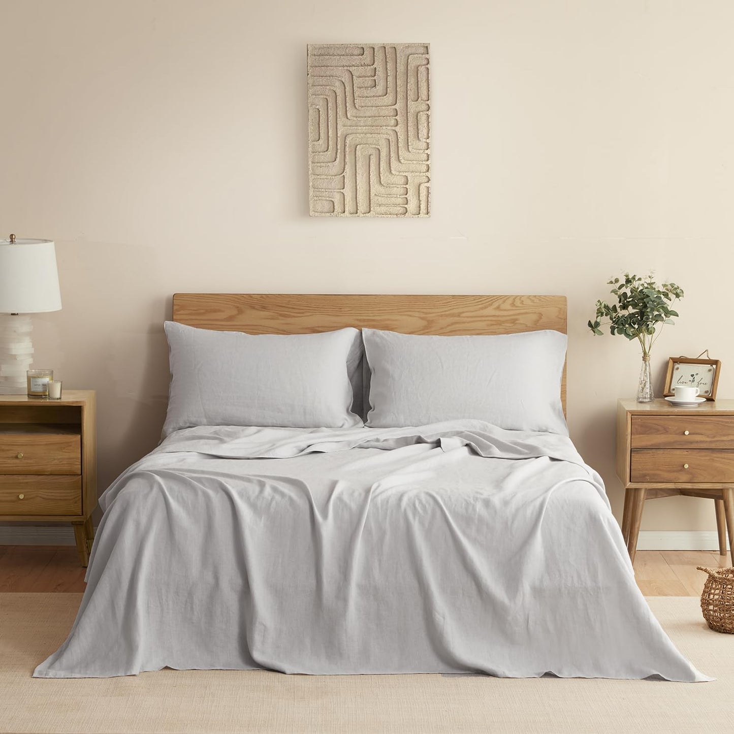 DAPU 100% Pure French Linen Sheets: Natural Normandy Flax Set