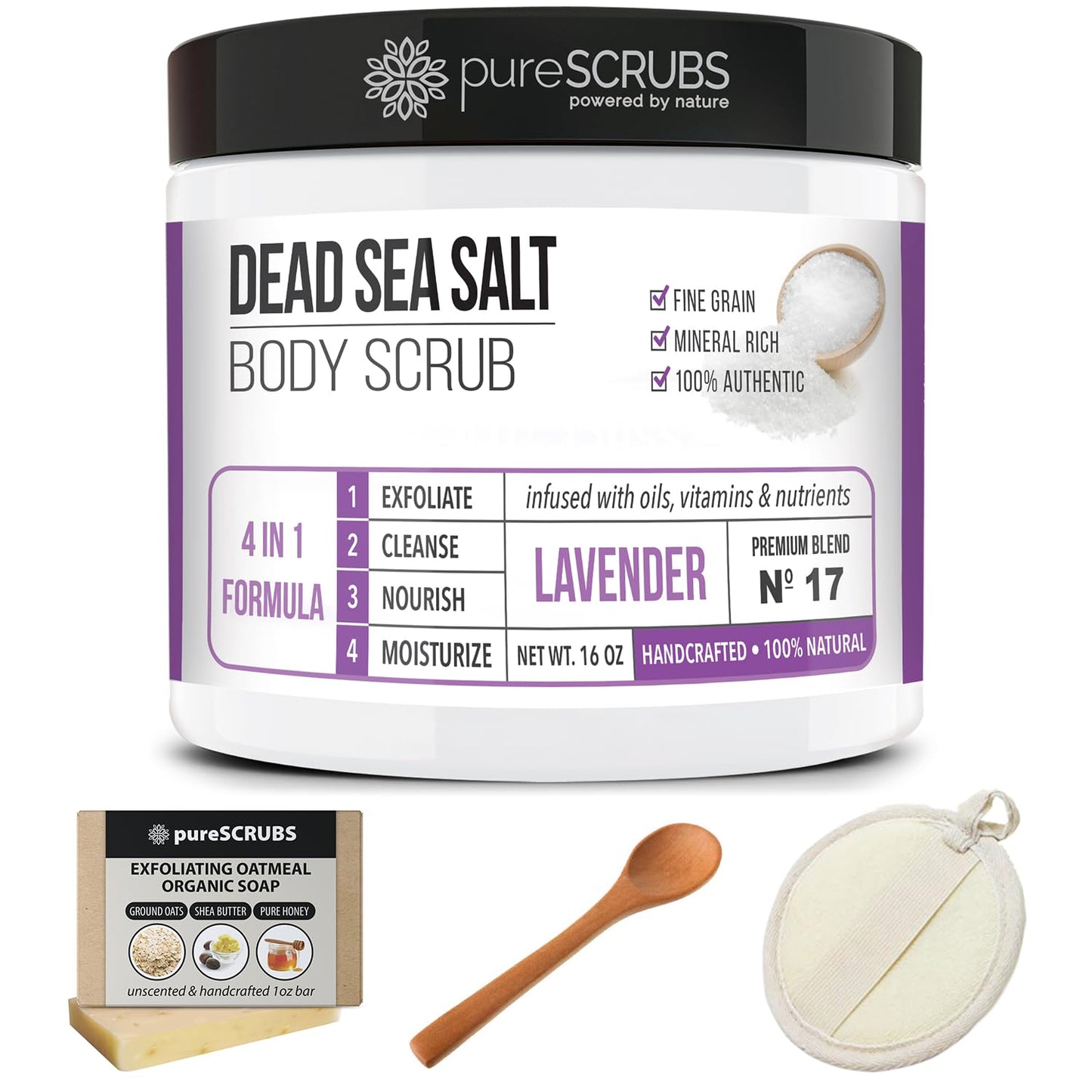 Fragrance-Free Dead Sea Salt Body Scrub, Organic Oils – pureSCRUBS Unscented