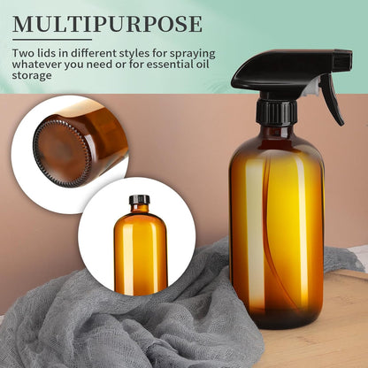 16oz Amber Glass Spray Bottles (2-Pack Set)