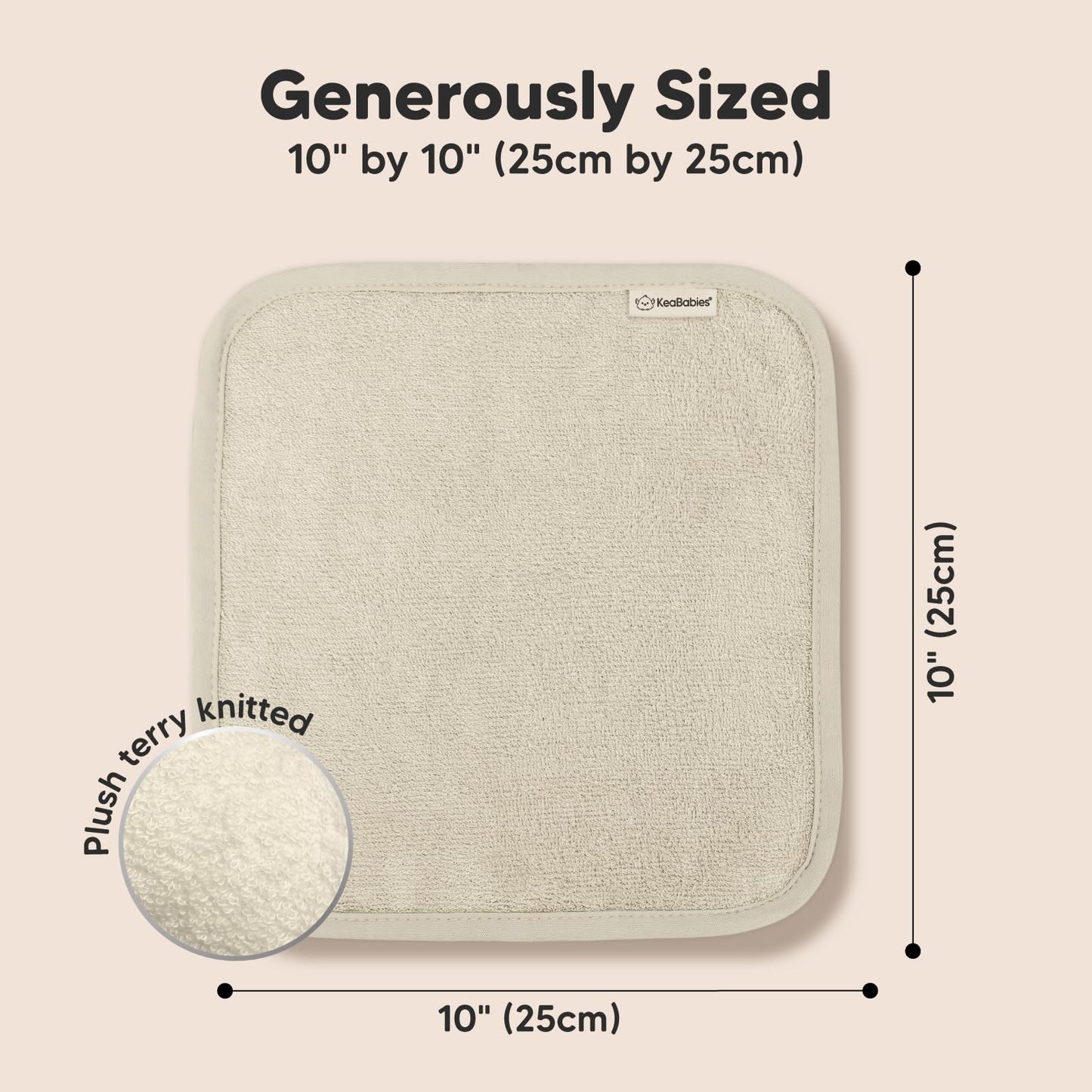 KeaBabies Bamboo Washcloths: 500GSM Ultra-Soft 6-Pack