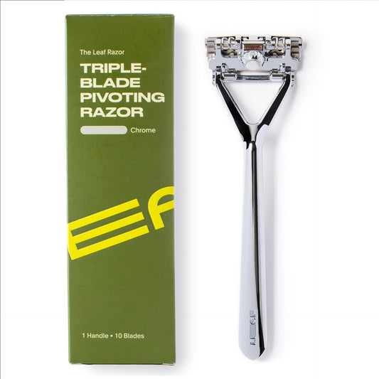 Leaf Shave All-Metal Safety Razor with Flexible Pivoting Head, Plastic-Free Triple-Blade Razor