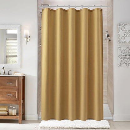 Naturoom Weighted Natural Flax Linen Shower Curtain Set