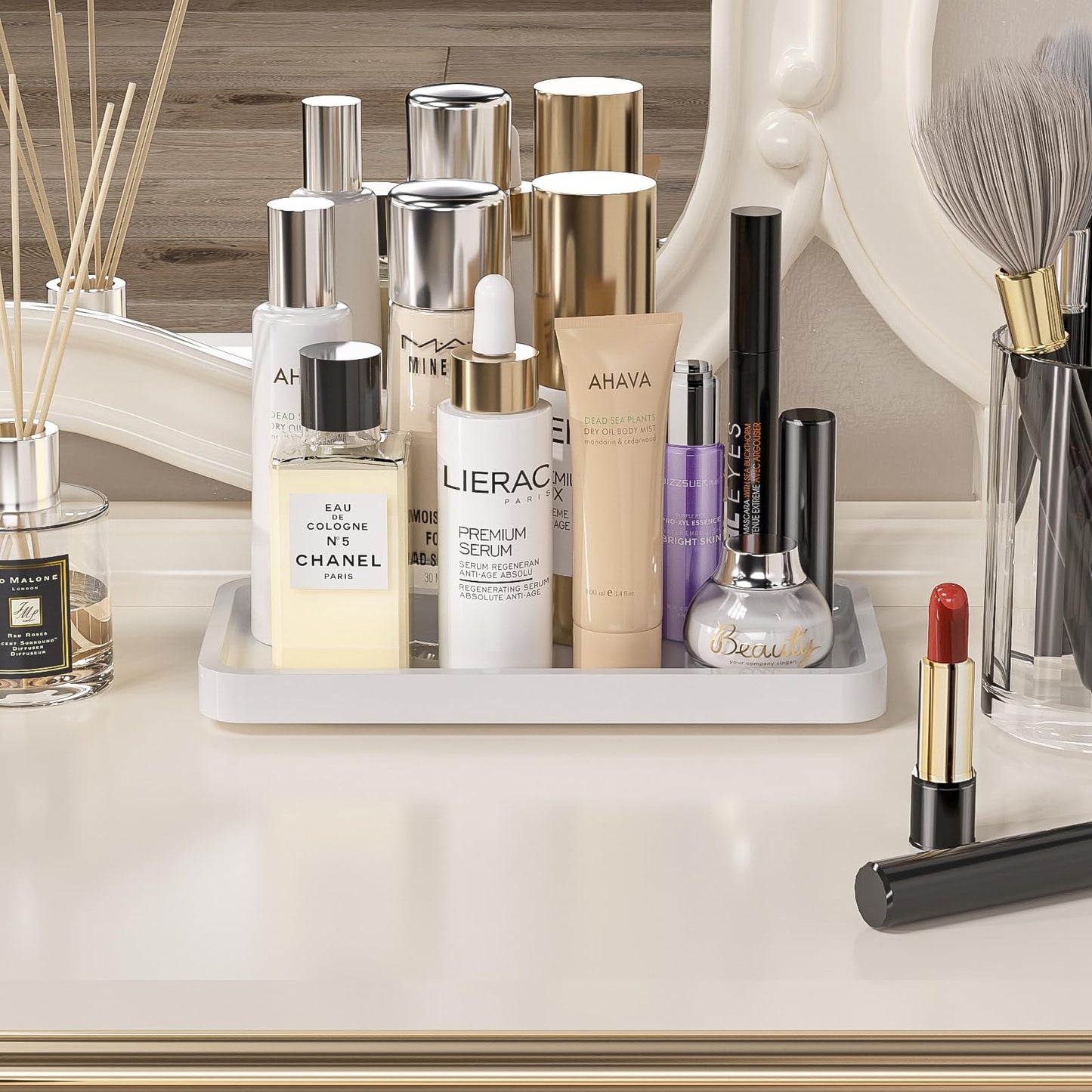 Sustainable Bamboo Bathroom Vanity Tray: Sleek Countertop Organizer