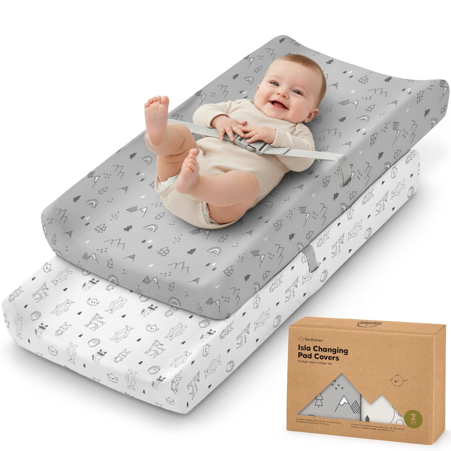 Soothe 100% GOTS-Certified Organic Cotton Changing Pad Covers (2-Pack)