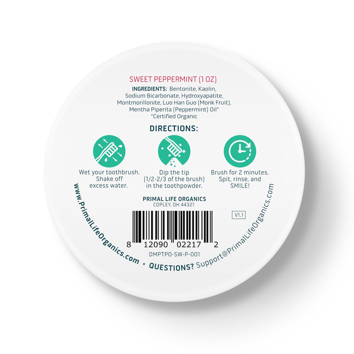 Primal Life Organics Dirty Mouth Toothpowder: Sweet Bubblegum 0.25 oz