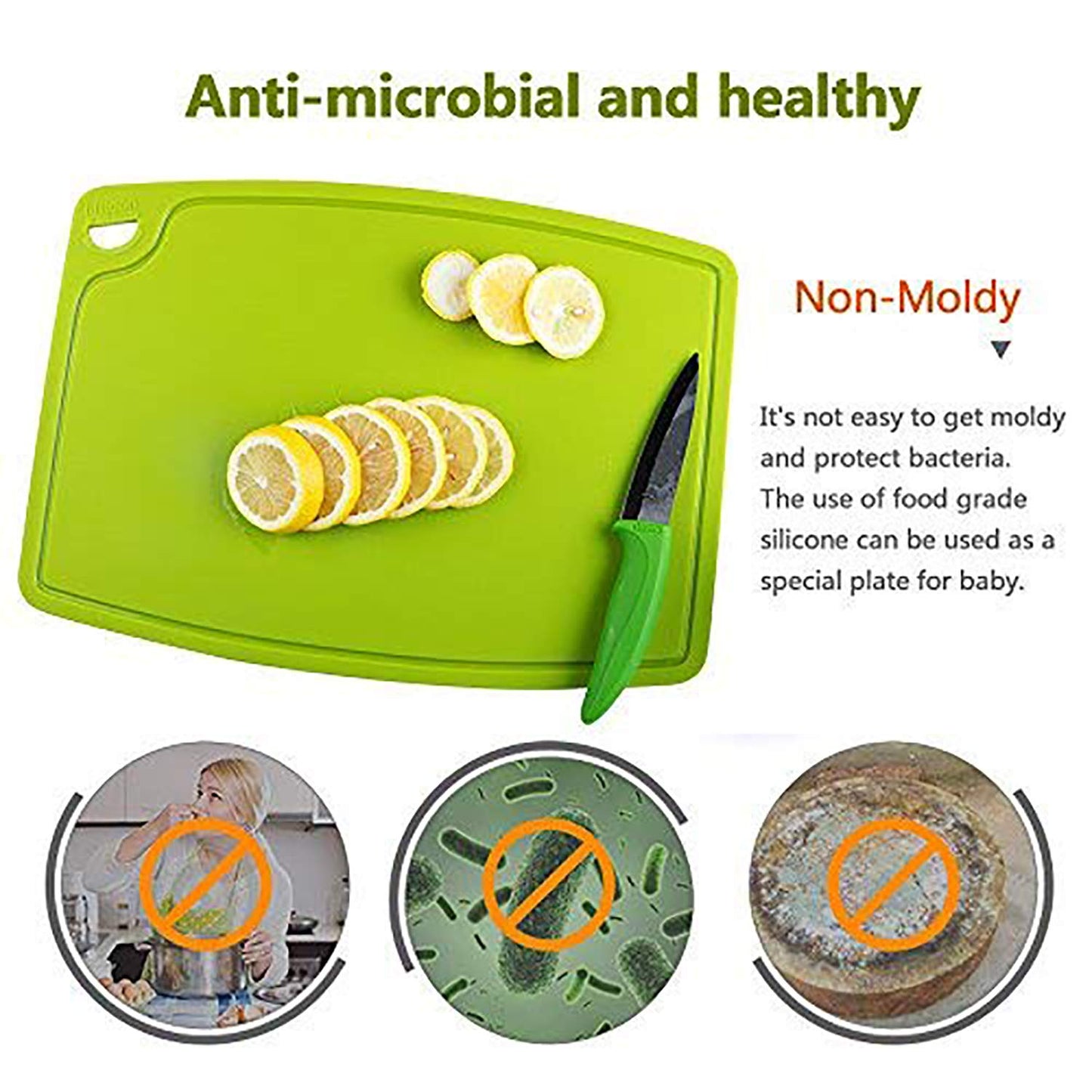 Liflicon 12.6'' x 9.1'' Thick Silicone Cutting Board: Non-Toxic & Flexible.