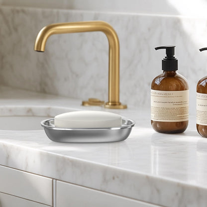Stainless Steel Soap Dish with Drain Tray | TRUE Shift 304‑Grade Soap Saver
