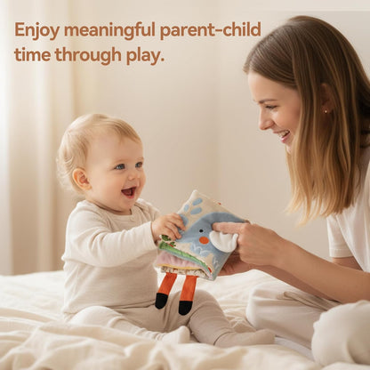 Montessori Soft Baby Book: Sensory Textures & Teether Toy