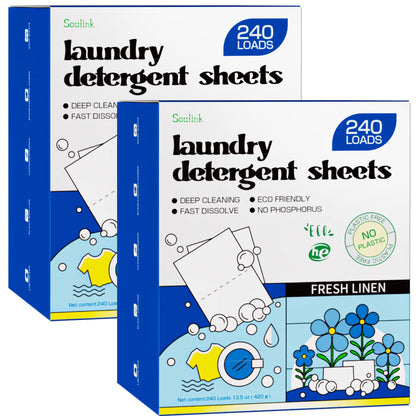 Soulink Laundry Sheets: Plant-Based Unscented 240 Loads
