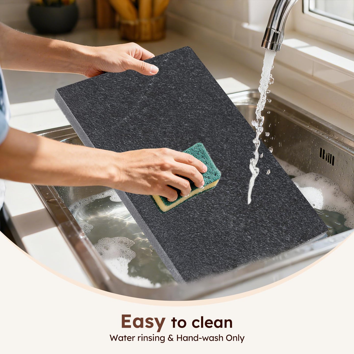 Diflart Natural Granite Cutting Board: Large 16" x 20" Polished Stone Slab.