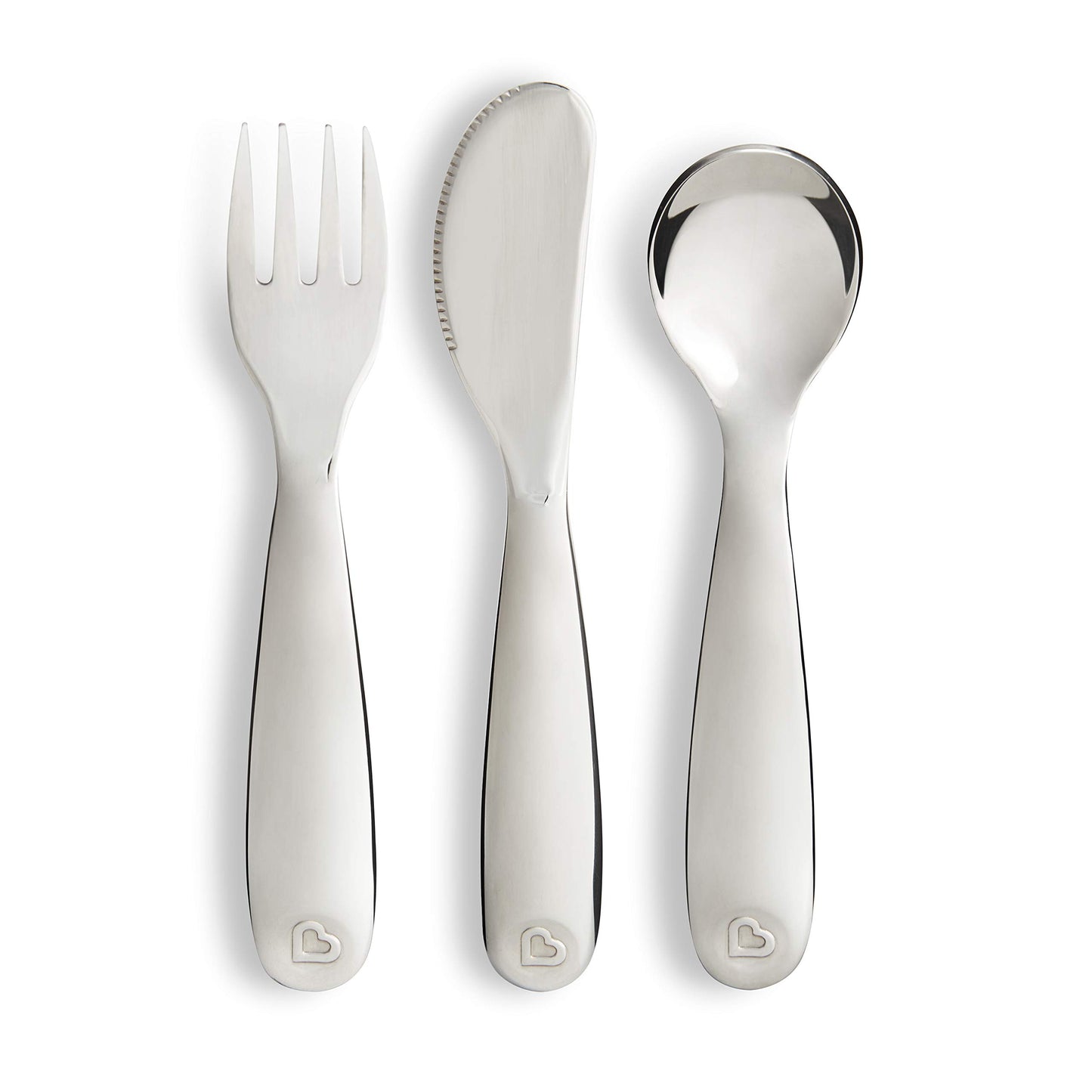 Munchkin Polish Toddler Utensils: Stainless Steel Fork, Knife, and Spoon