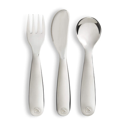 Munchkin Polish Toddler Utensils: Stainless Steel Fork, Knife, and Spoon