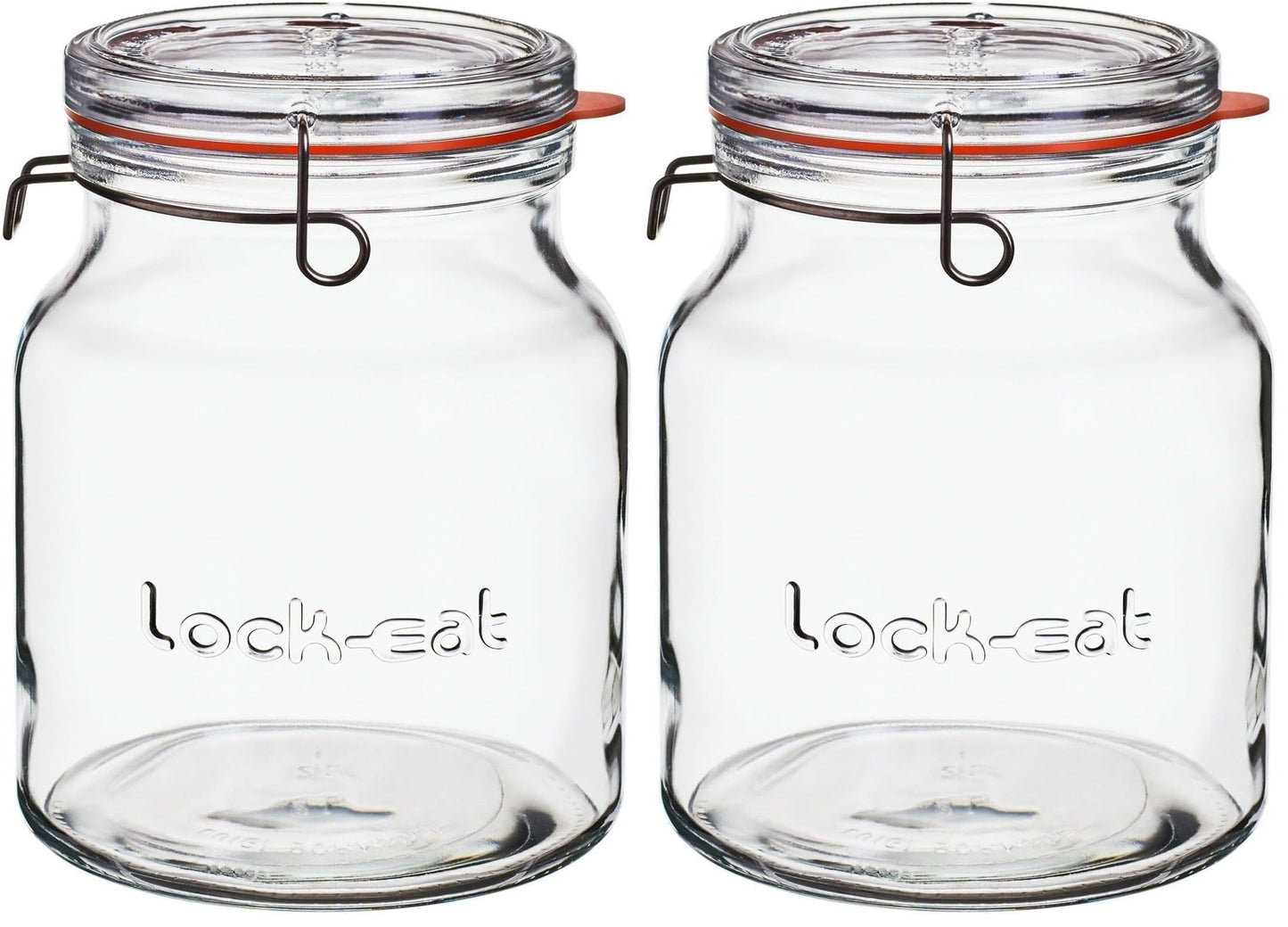 Luigi Bormioli Lock-Eat Handy Jar 67.75 Ounce (2 Liters) - Pack of 2