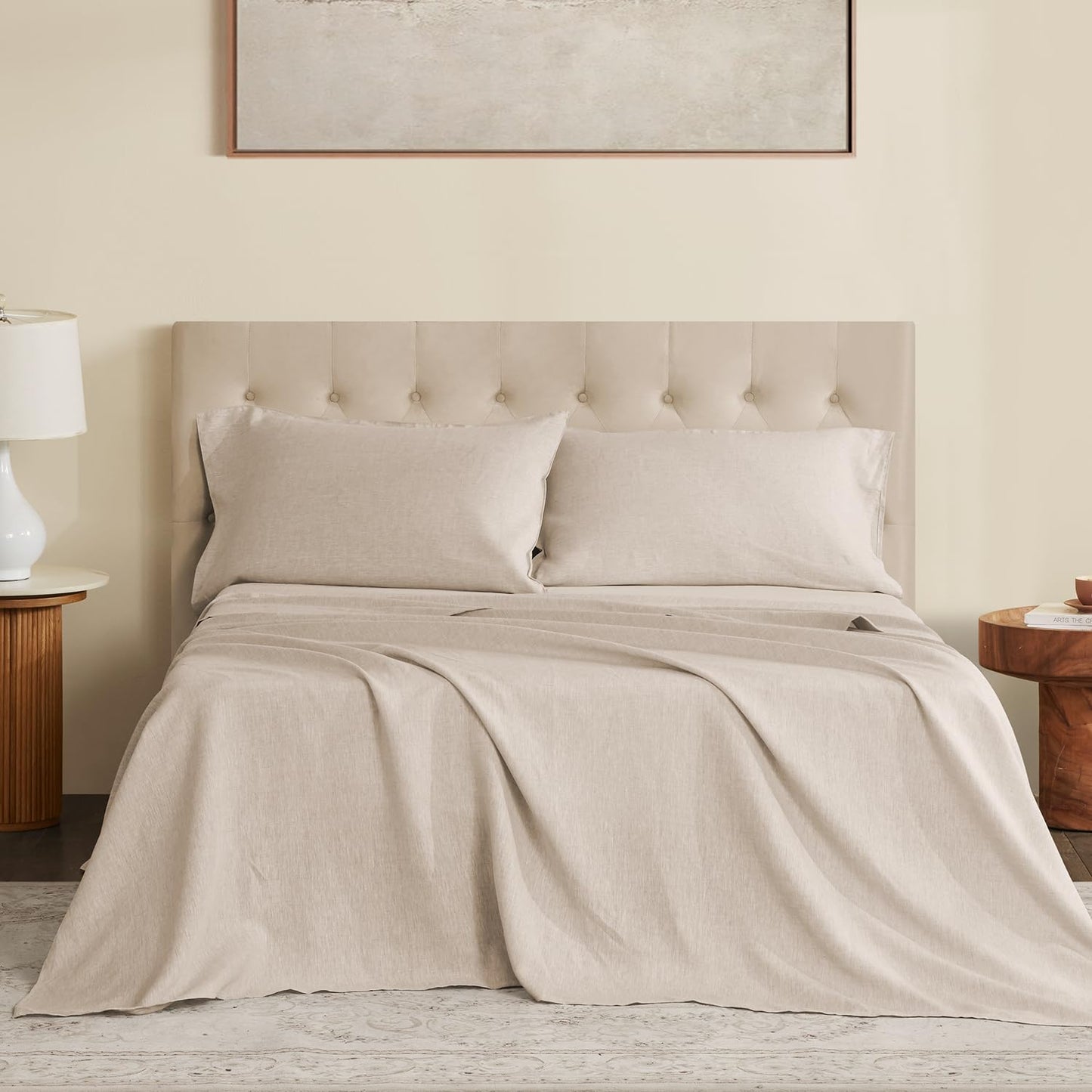 DAPU 100% Pure French Linen Sheets: Natural Normandy Flax Set