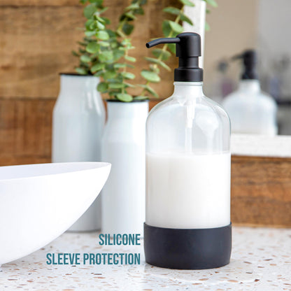 Kitchentoolz 32 oz Glass Pump Bottle with Stainless Steel Pump