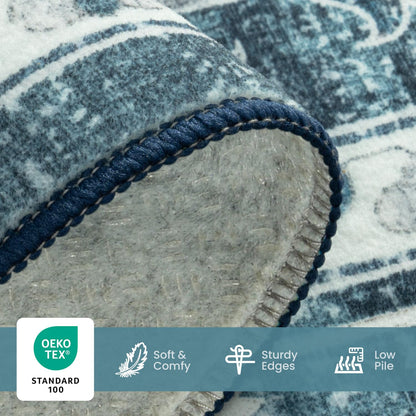 Vibrug Coastal Medallion OEKO-TEX Certified Washable Area Rug