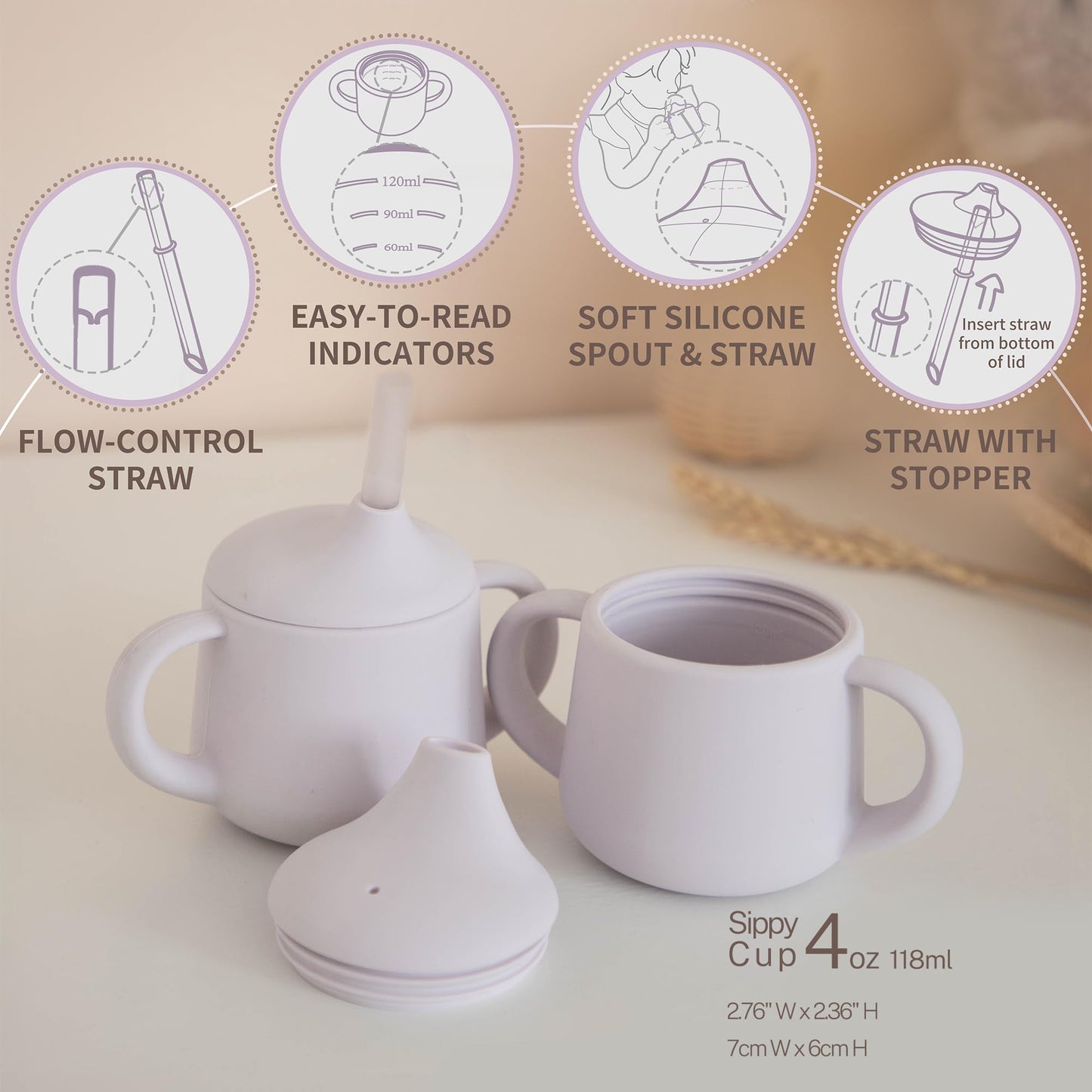 Moonkie 3-in-1 Food-Grade Silicone Training Cup (4 oz)