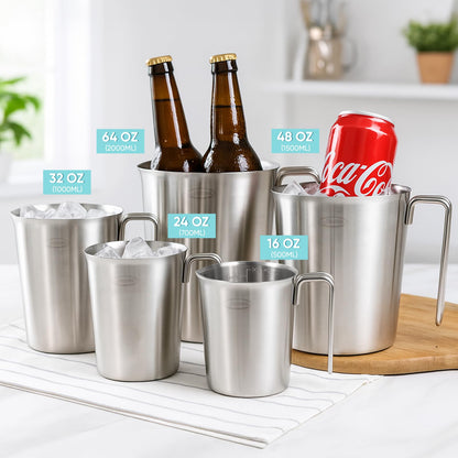 Newness Stainless Steel Measuring Cup with Triple Measurement Scales