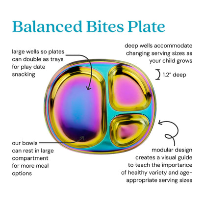 Ahimsa Balanced Bites Pediatrician-Designed Stainless Steel Divided Plate