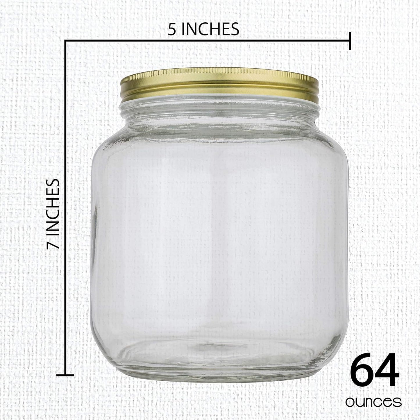 Kitchentoolz 64 oz Glass Mason Jars with Airtight Metal Lids (6 Pack)