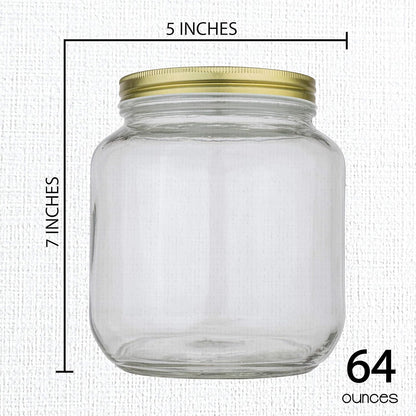 Kitchentoolz 64 oz Glass Mason Jars with Airtight Metal Lids (6 Pack)