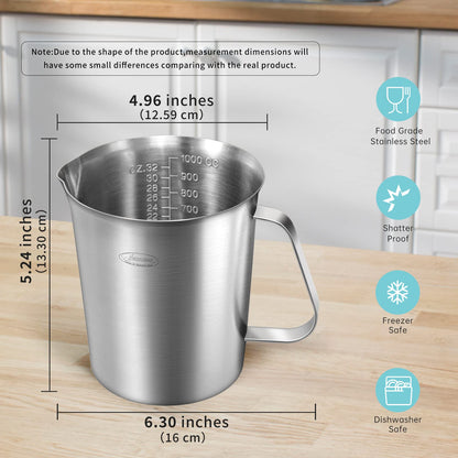 Newness Stainless Steel Measuring Cup with Triple Measurement Scales
