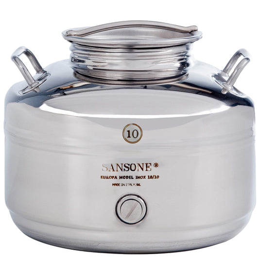 Sansone Stainless Steel Dispenser | TRUE Shift Italian 18/10 Spigot Jar (2.6 Gal)