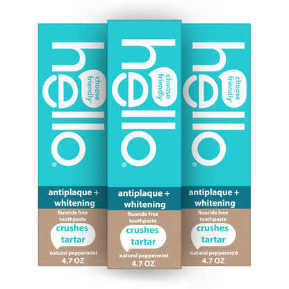 Hello Antiplaque & Whitening Fluoride-Free Toothpaste: Natural Peppermint