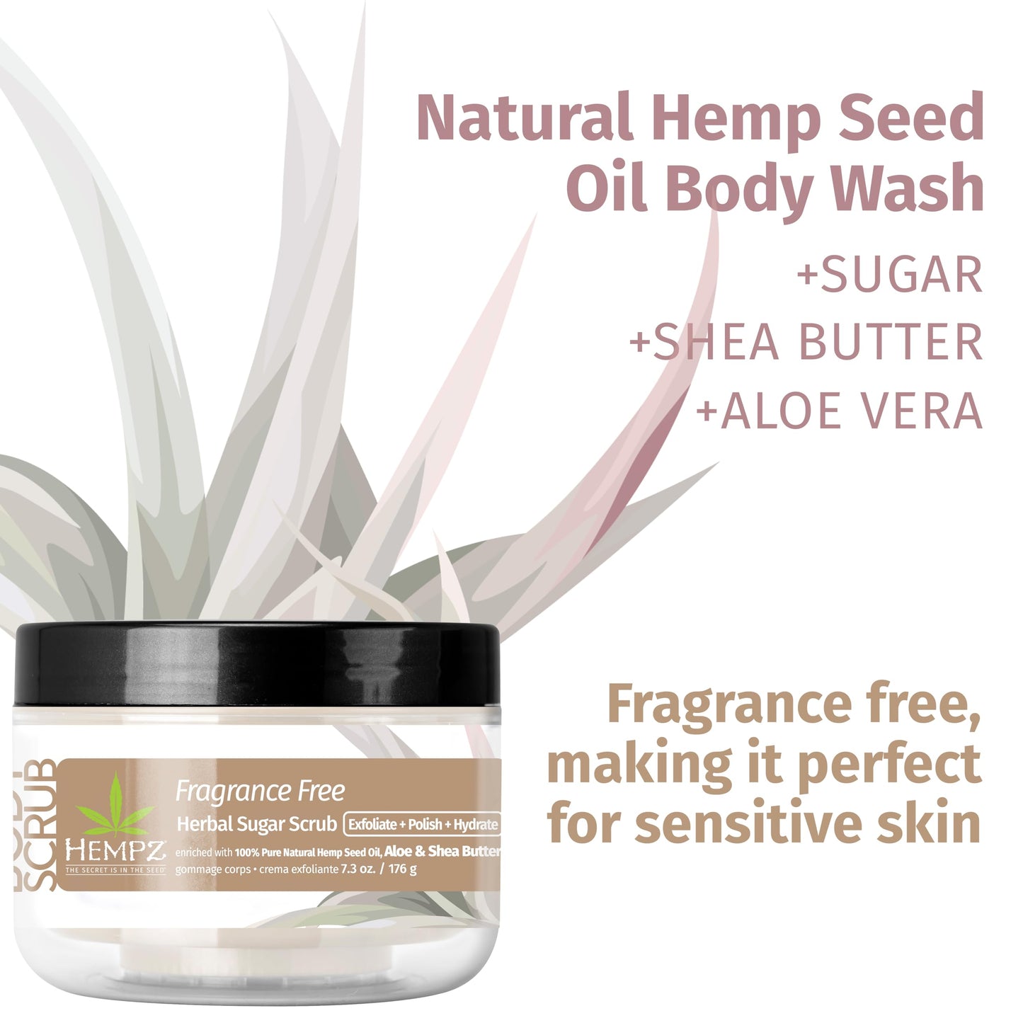 Fragrance-Free Sugar Body Scrub with Hemp Seed Oil – HEMPZ