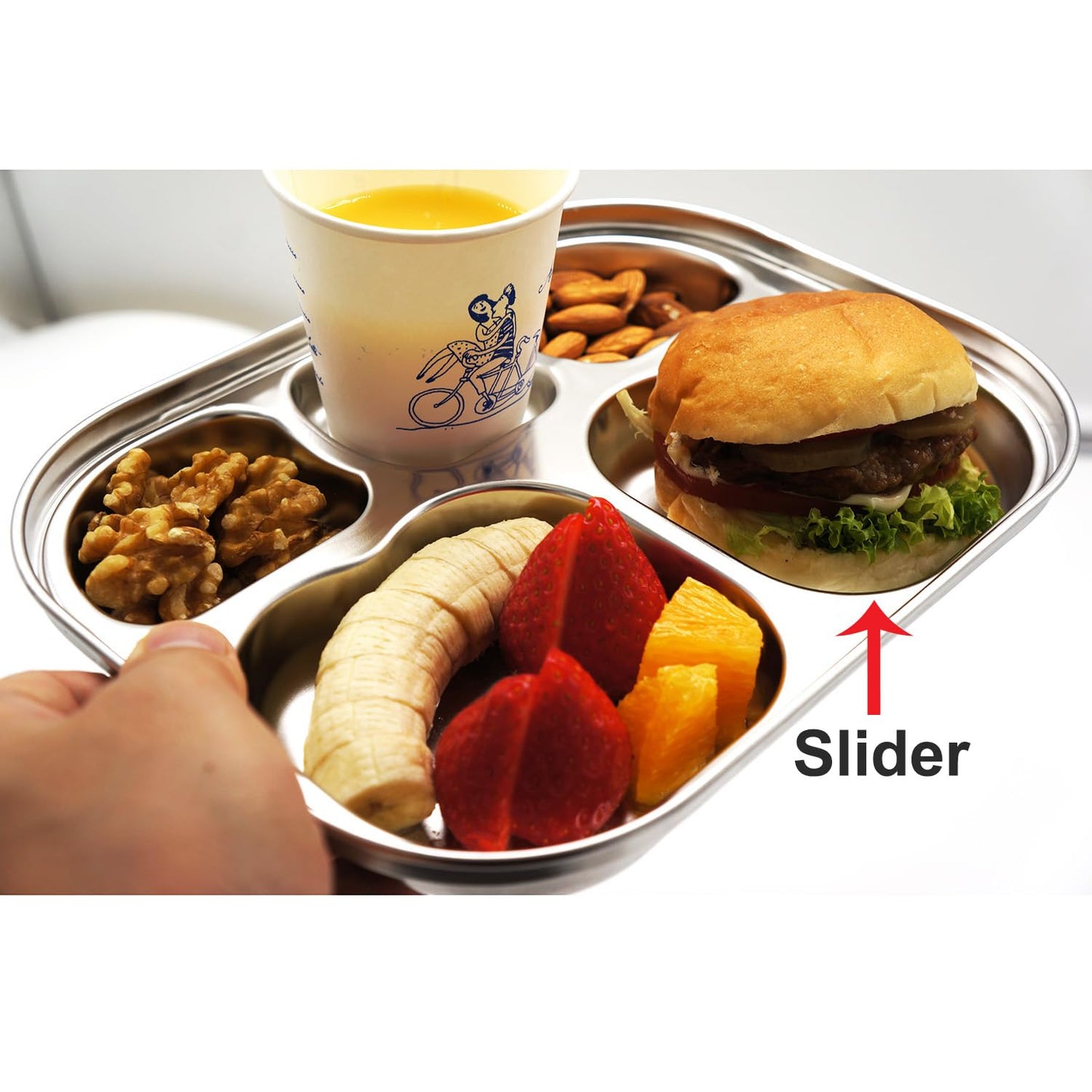 Korean Premium 304 Stainless Steel 5-Compartment Divided Plates (Set of 2)