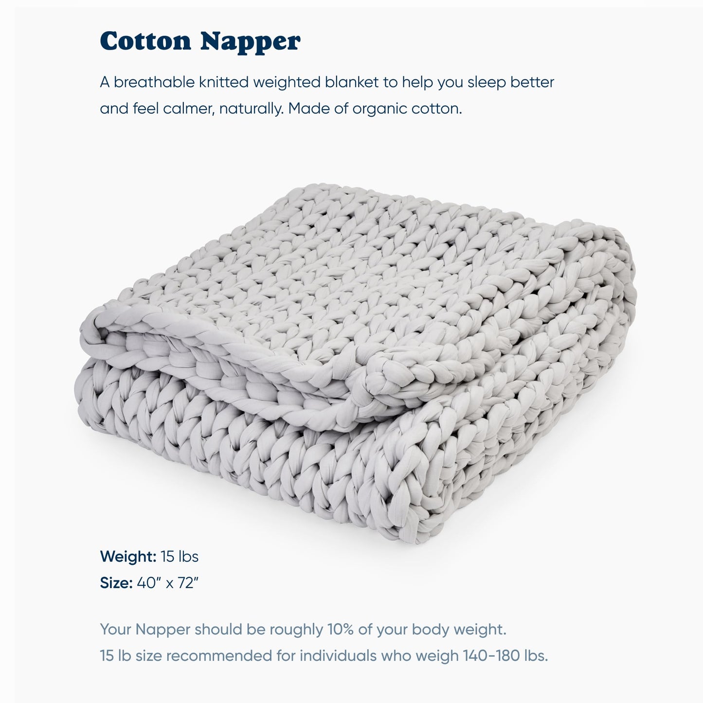Bearaby Organic Cotton Napper: 100% Hand-Knit Weighted Blanket