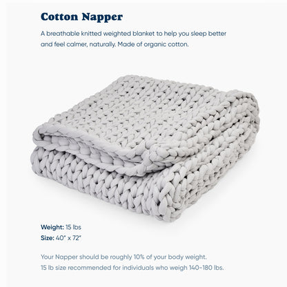 Bearaby Organic Cotton Napper: 100% Hand-Knit Weighted Blanket