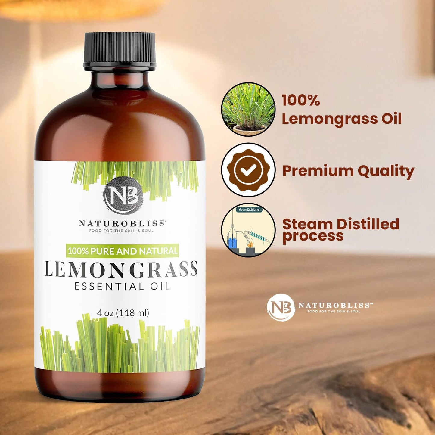 NaturoBliss 100% Pure Lemon Essential Oil: 4oz Value Size