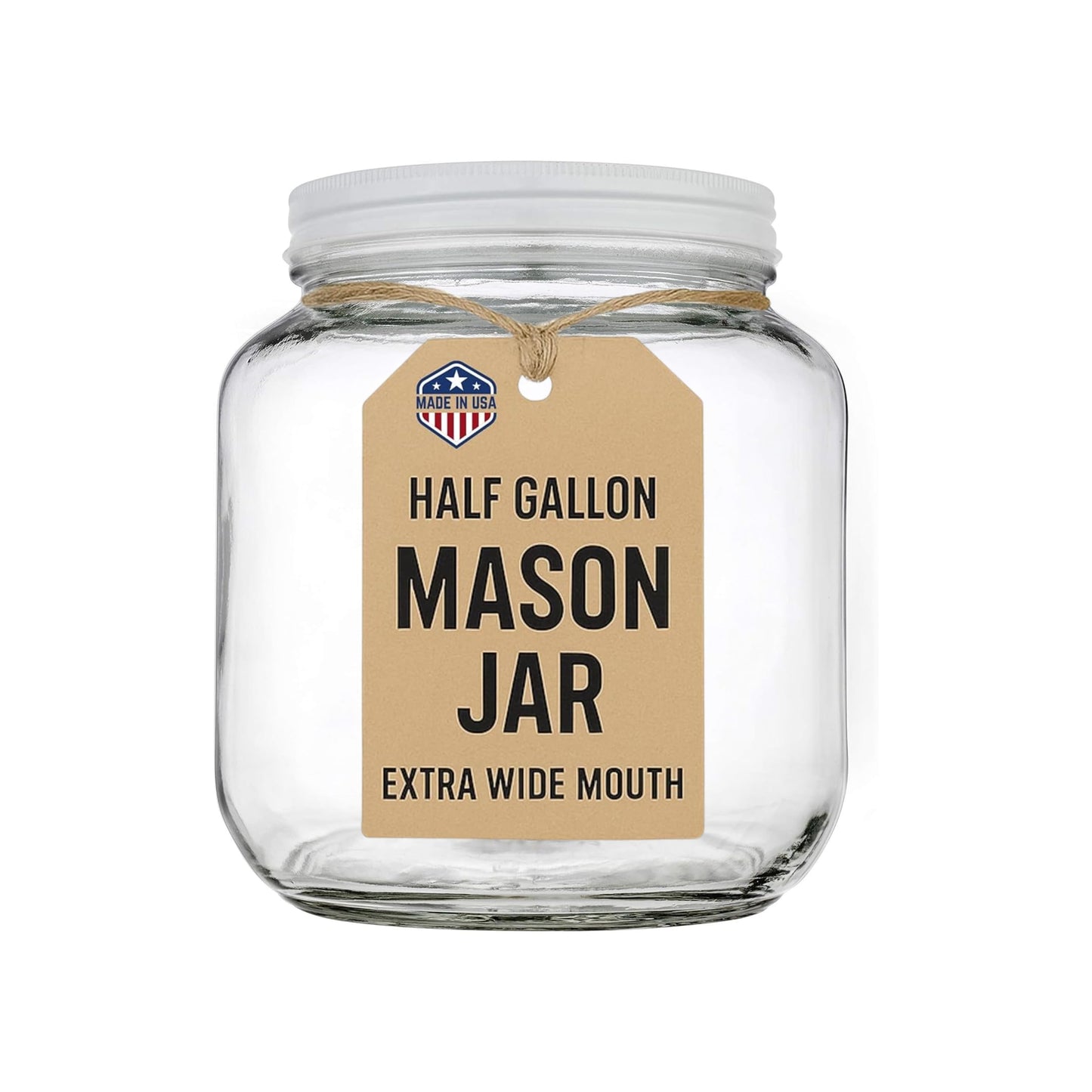 Kitchentoolz 64 oz Glass Mason Jars with Airtight Metal Lids (6 Pack)