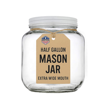 Kitchentoolz 64 oz Glass Mason Jars with Airtight Metal Lids (6 Pack)