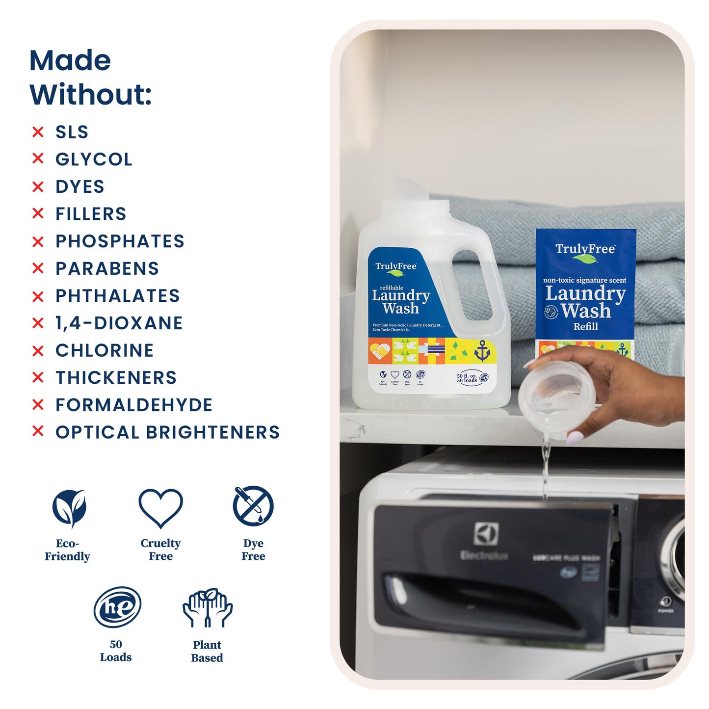 Truly Free Plant-Based Refillable Laundry Wash for Sensitive Skin