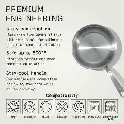 Made In 12-Inch Stainless Clad Frying Pan: Professional 5-Ply Construction, for a Lifetime of Plastic-Free Searing