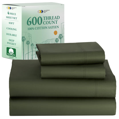 California Design Den 600‑Thread Cotton Sheets | TRUE Shift 4‑Pc Cal King Set