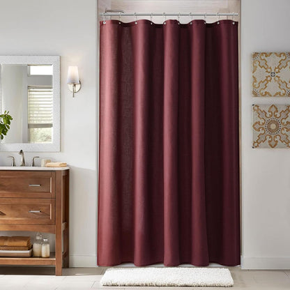 Naturoom Weighted Natural Flax Linen Shower Curtain Set