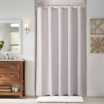 Naturoom Weighted Natural Flax Linen Shower Curtain Set